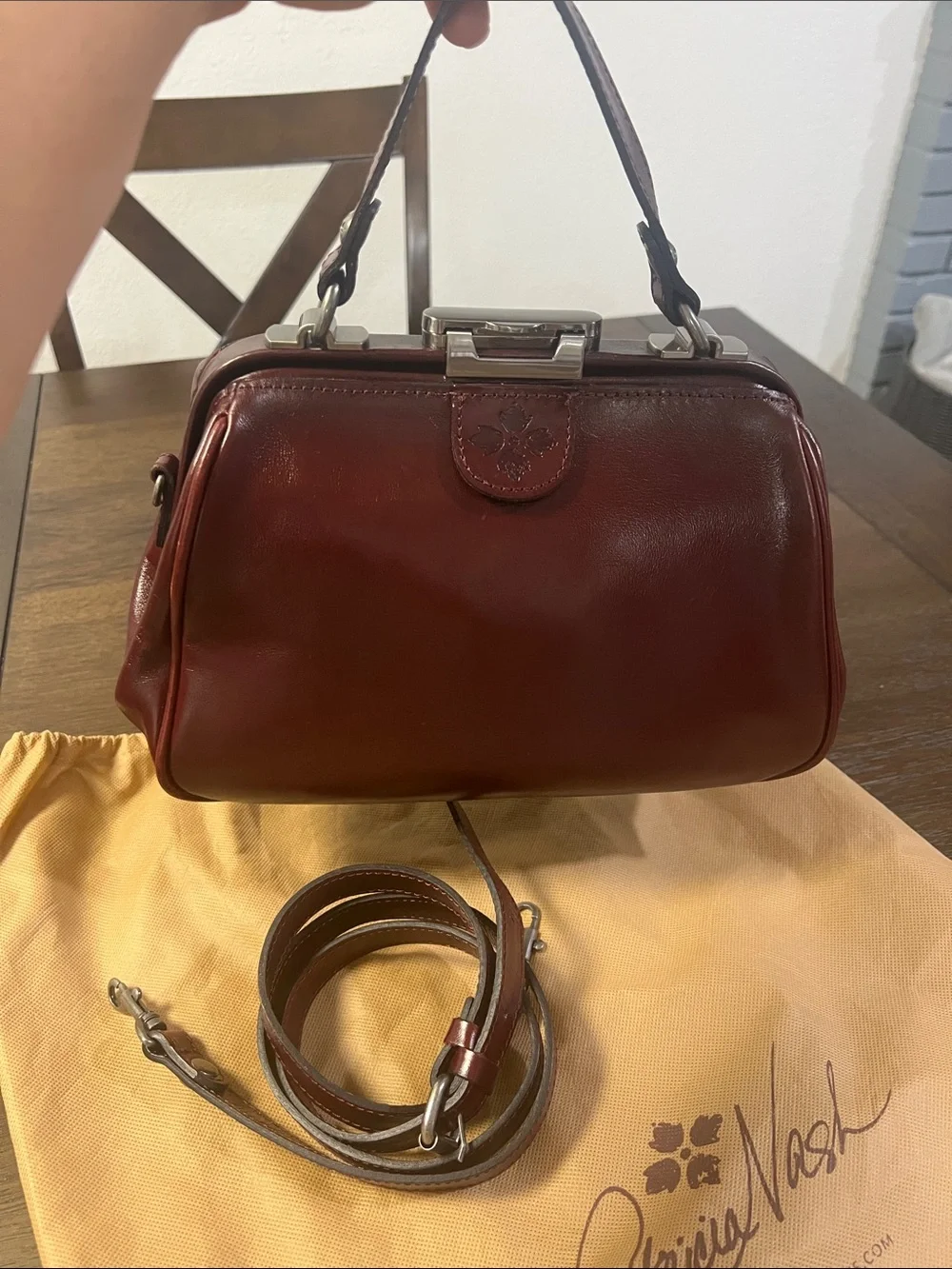 Patricia Nash Deep Burgundy Leather Top-Handle Satchel